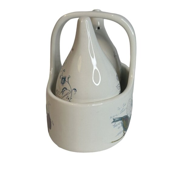 NEW Mikasa Antique Countryside Salt & Pepper Set With Caddy - Picture 7 of 12